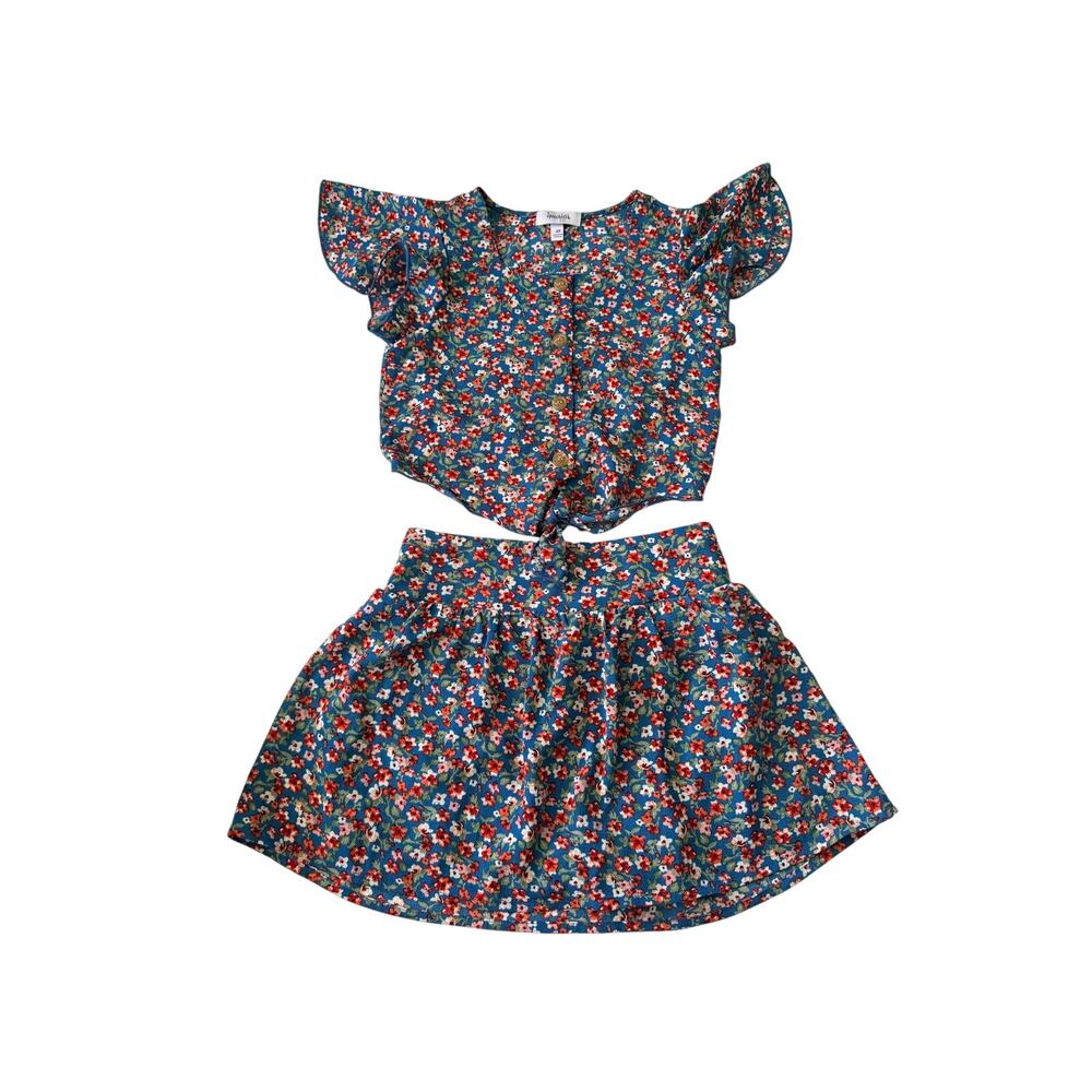 Speechless Girls Floral Crop Top & Skort Set - Excellent!